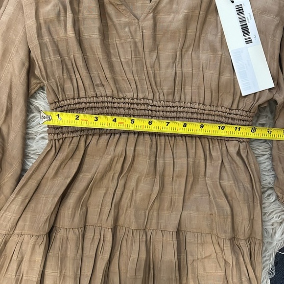 4/$24 NWT Mustard Seed 'Latte' pleated ruched tiered v-neck 3/4 sleeve dress szS - Picture 10 of 11